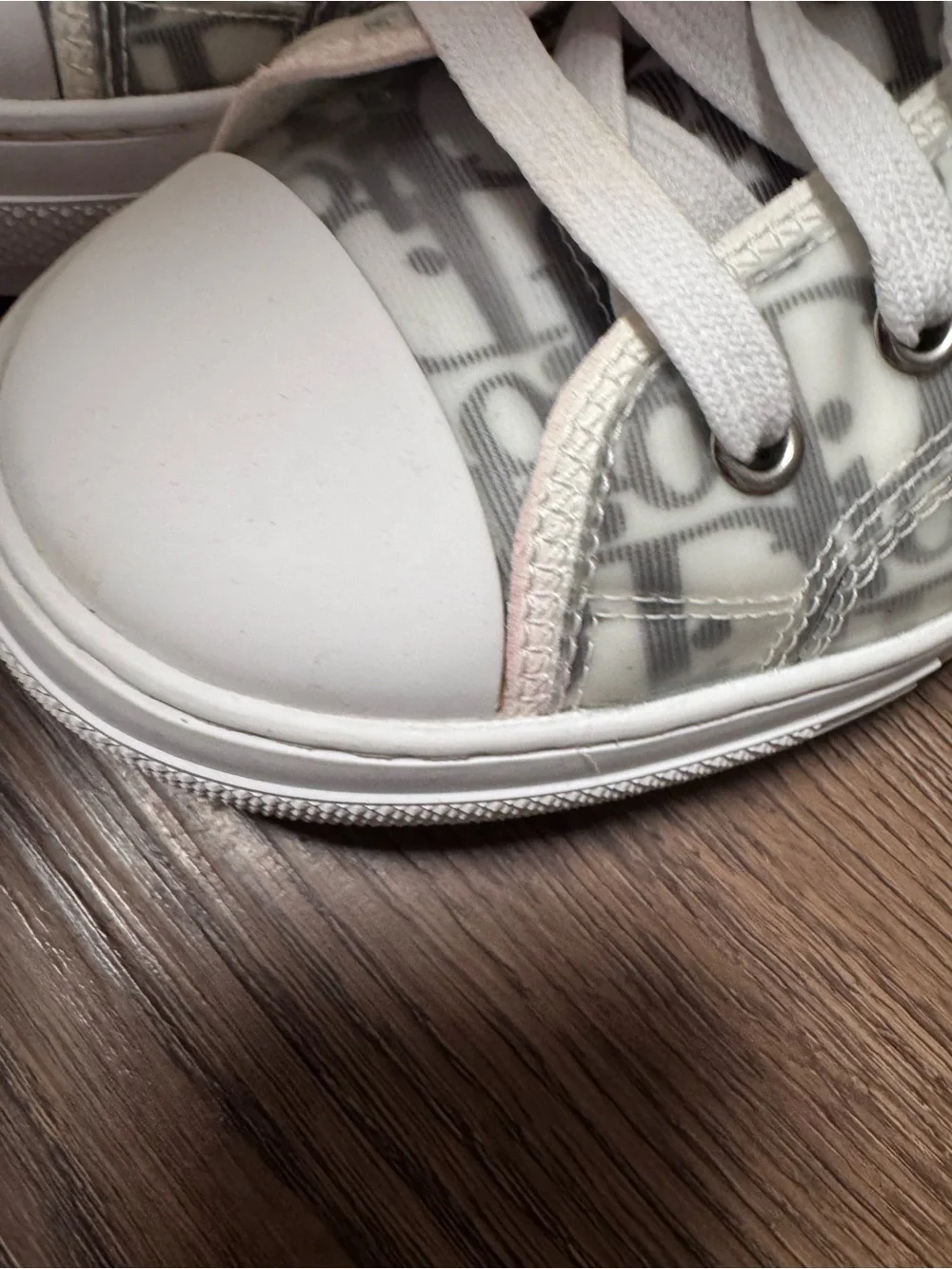 Dior Translucent Logo High-Top Sneakers in White